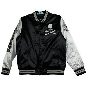 Mastermind World Mitchell & Ness Large Varsity Jacket Embroidery Logos Black New